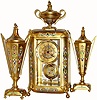 C.1910, French for Wm. Batty and Son, Manchester, early Art Deco mantel set in outstanding original condition.