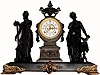 C.1894, Ansonia Clock Co., "Music and Poetry" double statue figural clock, in dirty condition with lots of potential