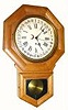 C.1901, William L. Gilbert Clock Co., "Admiral " 8-day time and calendar, octagon drop school clock.