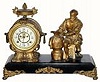 C.1900, New Haven Clock Co., "Bernard Palissy" 8-day time/strike cast metal figure clock.