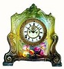 C.1905, Ansonia Royal Bonn "La Cannes" porcelain china clock in excellent original condition.