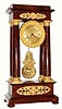 C.1870, French Empire 4-Column mantel clock in mahogany with ormolu mounts, bezel and pendulum, in generally good as-found condition.