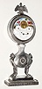 C.1830, Swiss, DuBois and Fils, Small Silver Desk clock with key wind calendar movement (watch size).