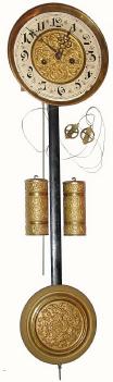 C.1910, German, Junghans, 2-wt Height 8-day "Vienna" movement with original embossed pendulum, weights, and pulleys. — Antique Clocks Price Guide