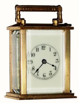 C.1910, Waterbury Clock Co., "Speck" 30-hour carriage timepiece. — Antique Clocks Price Guide