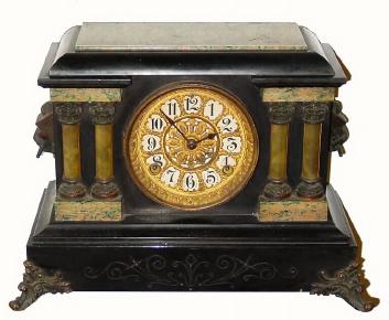 C.1910, Seth Thomas Clock Co., 8-day Time/Strike black and green Adamantine mantle clock. — Antique Clocks Price Guide
