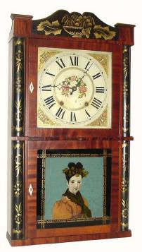 C.1835, Unknown, 30-hour time and strike wood movement half column and splat, double deck shelf clock, in very good condition, with restorations. — Antique Clocks Price Guide