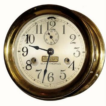 C.1936, Seth Thomas Clock Co., "Merrimac" 30-hour time/strike ship's bell clock. — Antique Clocks Price Guide