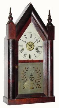 C.1850, Ansonia Clock Co., 30-hour time/strike/alarm steeple in generally good original condition. — Antique Clocks Price Guide