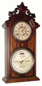 C.1880, Ithaca Clock Co., "No. 8 Shelf Library", 8-day time/strike calendar clock, with restoration. — Antique Clocks Price Guide