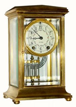 C.1909, Seth Thomas Clock Co., "Empire No. 23", 8-day time/strike crystal regulator in very good original, except for a missing dial grommet on the strike side. — Antique Clocks Price Guide