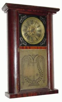 C.1839, Jerome, Gilbert, Grant and Co., Bristol, Conn. round side cornice top shelf clock with early Noble Jerome patent 30-hour OG movement. — Antique Clocks Price Guide