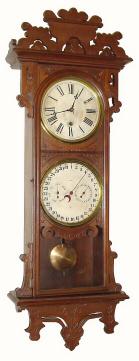 C.1885, Welch, Spring and Co., "Damrosch", 8-day double dial calendar (Gale calendar mov't). — Antique Clocks Price Guide