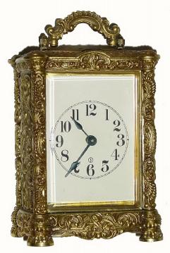 C.1903, Waterbury Clock Co., "Decoy", 30-hour time and alarm carriage clock. — Antique Clocks Price Guide