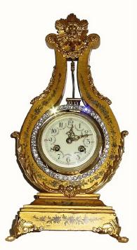 C.1910, French, Vincenti, Gilt Wood LYRE clock, needing some work. — Antique Clocks Price Guide