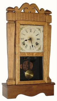 C.1914, William L. Gilbert Clock Co., "Gilbert No. 3031", 8-day time/strike oak shelf clock. — Antique Clocks Price Guide