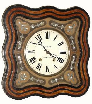 C.1870, French, Morbier Wall Clock, with large iron framed comptoise movement with strike that repeats again at 2 minutes past the hour. — Antique Clocks Price Guide