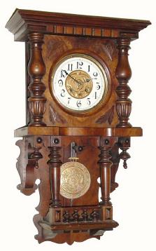 C.1900, German Berlin Style free swinger 8-day time and strike wall clock in fair condition. — Antique Clocks Price Guide