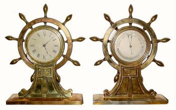 C.1890, English, Bronze Nautical Desk set, clock and barometer. — Antique Clocks Price Guide
