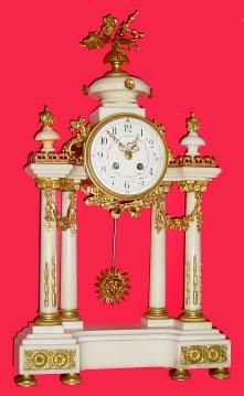 C.1870, French, Marble and Ormolu Portico clock in the style of Louis XVI, and in very good condition. — Antique Clocks Price Guide
