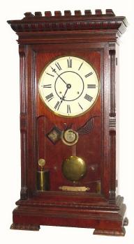 C.1887, Seth Thomas Clock Co., "Garfield", 8-day time and strike. 2- wt. shelf clock in cherry. — Antique Clocks Price Guide