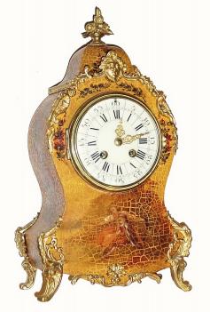 C.1900, Japy Freres, 8-day time and strike bracket clock in the style of Vernis Martin, and in very good+ original condition. — Antique Clocks Price Guide