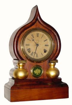 C.1875, E. Ingraham and Co., "Oriental-Gilt", 8-day time and strike shelf clock. — Antique Clocks Price Guide