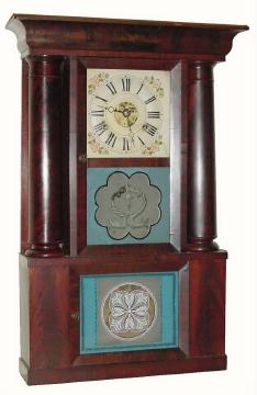 C.1845, Clark, Gilbert and Co., Winchester, Conn., 30-hour time/strike hollow column shelf clock. — Antique Clocks Price Guide