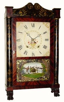 C.1830, Seth Thomas, Plymouth, Conn. 30-hour time/strike wood movement shelf clock (short) in good original condition. — Antique Clocks Price Guide