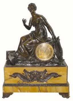 C.1830, French, Charles X, marble and bronze figural clock in good original condition. — Antique Clocks Price Guide