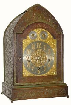 C.1900, German Westminster chime mantel clock in an unusual Art Nouveau bronze case. — Antique Clocks Price Guide