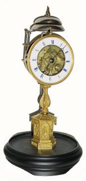 C.1870, French Quarter-hour striking pillar clock under glass dome. — Antique Clocks Price Guide