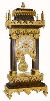 C.1840, French, Bronze and Ormolu mantel clock. This is a wonderful bronze case in the form of a Moorish temple. — Antique Clocks Price Guide
