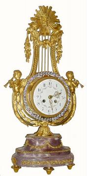 C.1870, French, Lyre Form Clock with swinging brilliant pendulum, and in very good original condition. — Antique Clocks Price Guide