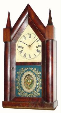 C.1850, Chauncey Jerome, New Haven Conn., 8-day fusee steeple clock, time and strike. — Antique Clocks Price Guide