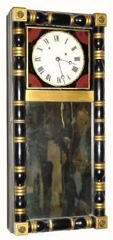 C.1830, New Hampshire, 8-day weight driven mirror clock (with alarm missing), with restorations. — Antique Clocks Price Guide