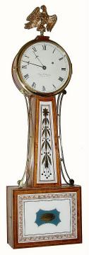 C.1966, Elmer O. Stennes, Weymouth, Mass, weigHeight driven banjo timepiece in very good original condition. — Antique Clocks Price Guide