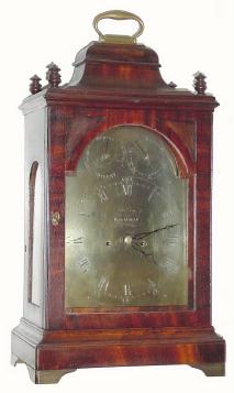 C.1770, English, John Day, Wakefield, 2-Fusee Mahogany Bracket clock pull quarter repeat on 6 bells, with restorations, and in need of some work. — Antique Clocks Price Guide