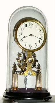 C.1908, Eureka Clock Co., London, England, Battery electric clock, serial No.8549, under dome. — Antique Clocks Price Guide