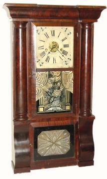 C.1850, Forestville Mfg. Co., 8-day, 2-wt, time and strike column and cornice shelf clock, in very good original condition, — Antique Clocks Price Guide