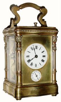 C.1900, French, Brass Cased Carriage Clock, Petite Sonnerie with alarm in standing column — Antique Clocks Price Guide