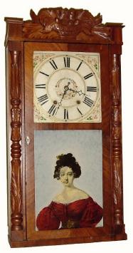 C.1835, Riley Whiting, 30-hour time and strike wood movement carved column and splat shelf clock. — Antique Clocks Price Guide