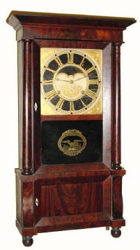 C.1835, Birge, Gilbert and Co., 8-day time/strike double decker shelf clock. — Antique Clocks Price Guide