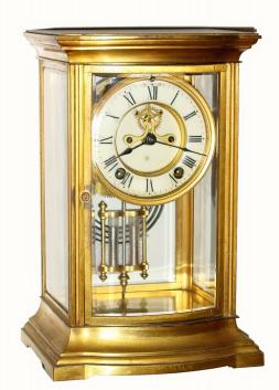 C.1914, Ansonia Clock Co., Roy, 8-day time and strike bow front crystal regulator in good original condition. — Antique Clocks Price Guide