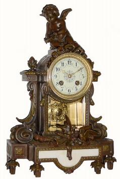 C.1910, French, Bronzed Spelter Figural clock, in very good original condition. — Antique Clocks Price Guide