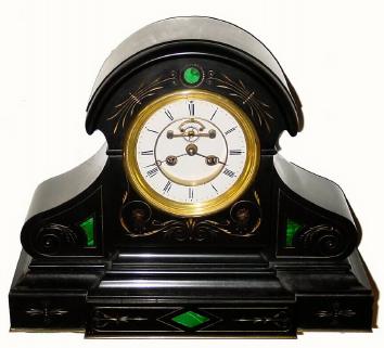 C.1900, French, black marble mantel clock, 8-day time/strike. — Antique Clocks Price Guide