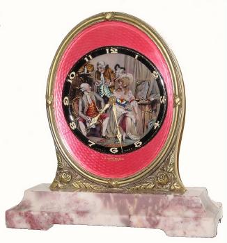C.1935, Swiss, Desk or bedside timepiece, with 8-day jeweled lever movement. — Antique Clocks Price Guide