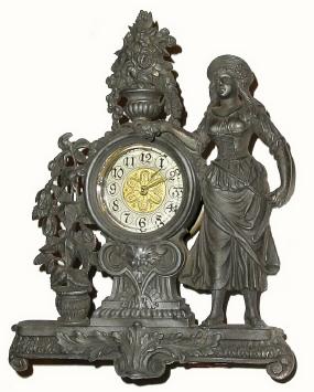 C.1894, Ansonia Clock Co., Florist, 30-hour novelty timepiece, now with later movement. — Antique Clocks Price Guide