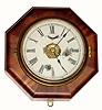 C.1860, New Haven Clock Co., 30-hour lever movement octagon timepiece with alarm in very good original condition.