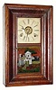 C.1845, Brewster and Ingrahams, 30-hour time/strike/alarm miniature OG shelf clock.